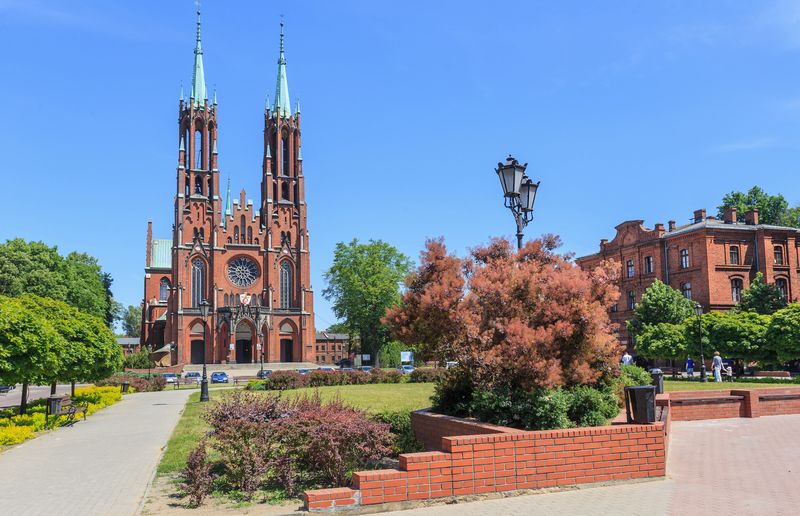 Catholic Church in Zyrardow, Mazowieckie voivodship, Poland. It was built between 1900-1903 in neo-Gothic style designed by Joseph Pius Dziekoski on the main square of Zyrardow