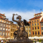 Mermaid statue in the old town - Warsaw, Poland